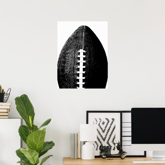 Fußballplakat - Schwarzer moderner Minimaler Sport Poster (Heimbüro)