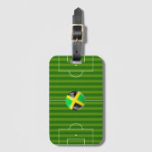 Fußballplatz mit Jamaika-Flaggen-Ball Gepäckanhänger (Vorderseite Vertikal)