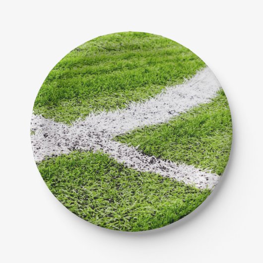 Fußballplatzlinien Pappteller (Vorderseite)