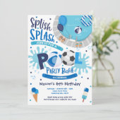 Fußballpool Party Splash Pool Geburtstag Einladung (Stehend Vorderseite)