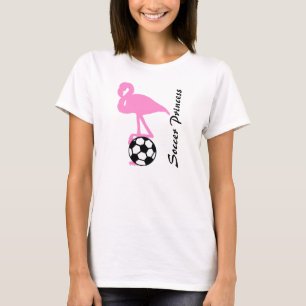 Fußballprinzessin Rosa Flamingo T-Shirt