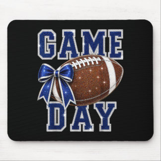 Fußballsaison Game Day Football Mom Blau Gold Mousepad