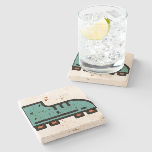 Fußballschuhe Steinuntersetzer (Seitenansicht)