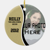 Fußballspiel Foto Keepake Gold Keramik Ornament (Hinten)