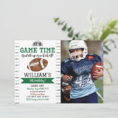 Fußballspiel Geburtstag Foto Einladung White (Stehend Vorderseite)