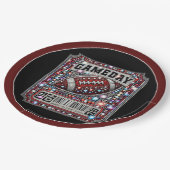 Fußballspiel Party Big Game Bowl Gameday Ticket Pappteller (Schrägansicht)