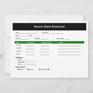 Fußballspiel-Scorecard Karte