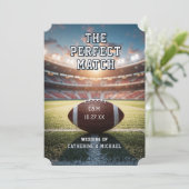 Fußballspiel-Ticket mit QR-Code Hochzeit Save The Date (Stehend Vorderseite)