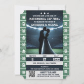 Fußballspiel-Ticket mit QR-Code Hochzeit Save The Date (Rückseite)