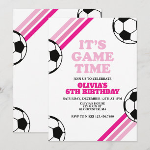 Fußballspiel Zeit Rosa Streifen Geburtstag Einladung