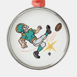 Fußballspieler abwerfend ornament aus metall