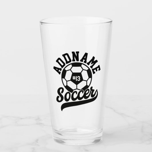 Fußballspieler ADD NAME Football Team Personalisie Glas (Vorderseite)