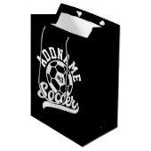 Fußballspieler ADD NAME Football Team Personalisie Mittlere Geschenktüte (Vorderseite Schrägansicht)