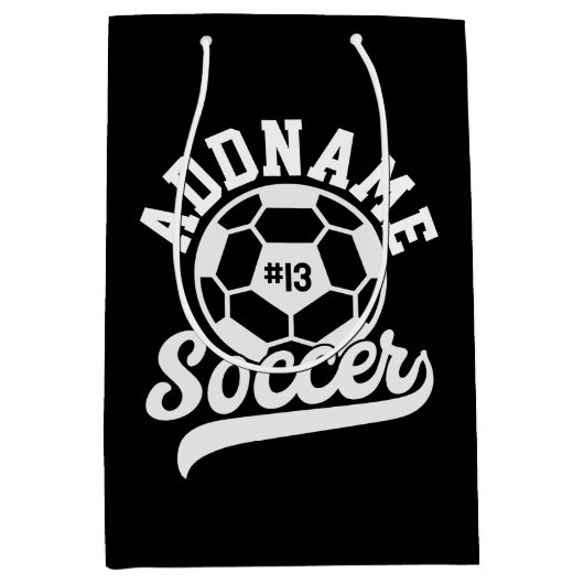 Fußballspieler ADD NAME Football Team Personalisie Mittlere Geschenktüte (Vorderseite)