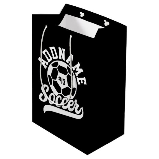 Fußballspieler ADD NAME Football Team Personalisie Mittlere Geschenktüte (Rückseite Schrägansicht)