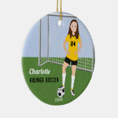 Fußballspieler Brünett in Gelb und Schwarz Keramik Ornament (Rechts)