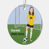 Fußballspieler Brünett in Gelb und Schwarz Keramik Ornament (Links)