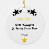 Fußballspieler Brünett in Gelb und Schwarz Keramik Ornament (Hinten)