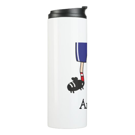 Fußballspieler Cartoon Personalisiert Thermosbecher (Nach links gedreht)