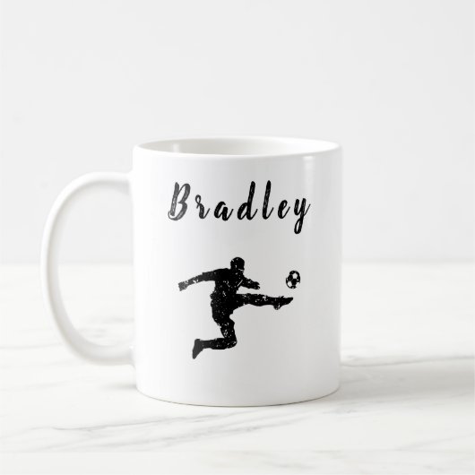 Fußballspieler Champ Ball Kick Grunge Personalisie Kaffeetasse (Links)