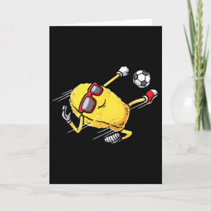 Fußballspieler Chicken Nugget spielt Fußball Mädch Karte