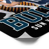 Fußballspieler Custom Foto Retro Bootleg Blau Poster (Ecke)