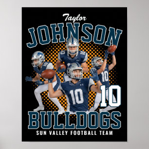 Fußballspieler Custom Foto Retro Bootleg Blau Poster