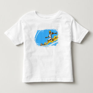 Fußballspieler, der einen Fußball tritt Kleinkind T-shirt