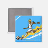 Fußballspieler, der einen Fußball tritt Magnet (Vorderseite/Rückseite)