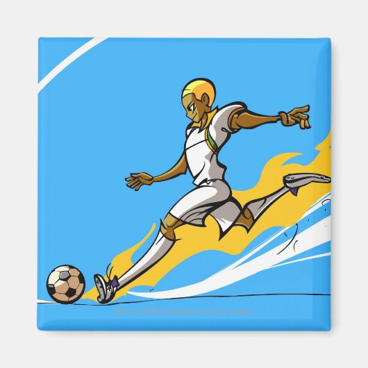 Fußballspieler, der einen Fußball tritt Magnet (Vorne)