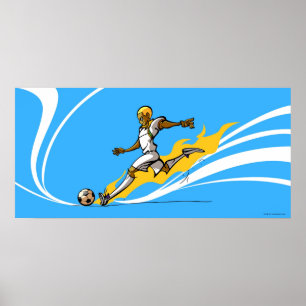 Fußballspieler, der einen Fußball tritt Poster