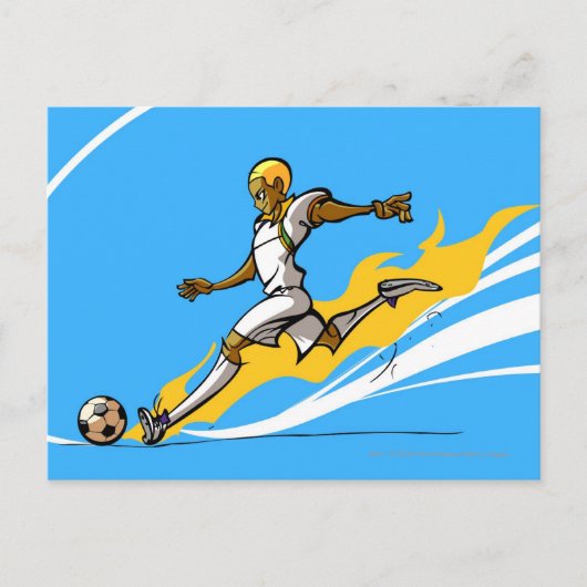 Fußballspieler, der einen Fußball tritt Postkarte (Vorderseite)