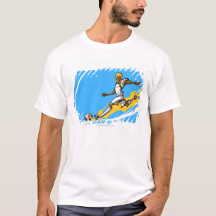 Fußballspieler, der einen Fußball tritt T-Shirt