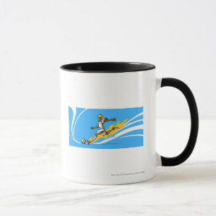 Fußballspieler, der einen Fußball tritt Tasse