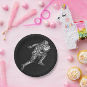 Fußballspieler, der Quarterback Black Silver läuft Pappteller (Party)