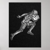 Fußballspieler, der Quarterback Black Silver läuft Poster (Vorne)