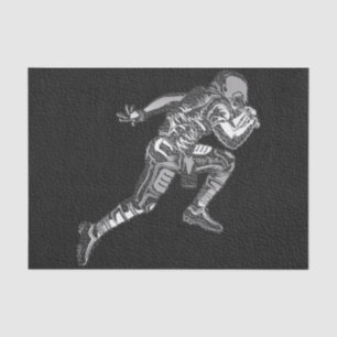 Fußballspieler, der Quarterback Black Silver läuft Seidenpapier