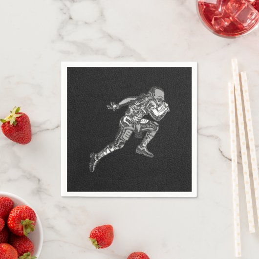Fußballspieler, der Quarterback Black Silver läuft Serviette (Beispiel)