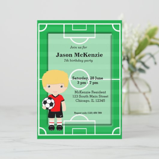 Fußballspieler Einladung (Stehend Vorderseite)