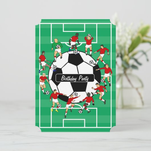 Fußballspieler Einladungen zum Geburtstag (Stehend Vorderseite)