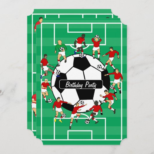Fußballspieler Einladungen zum Geburtstag (Vorne/Hinten)