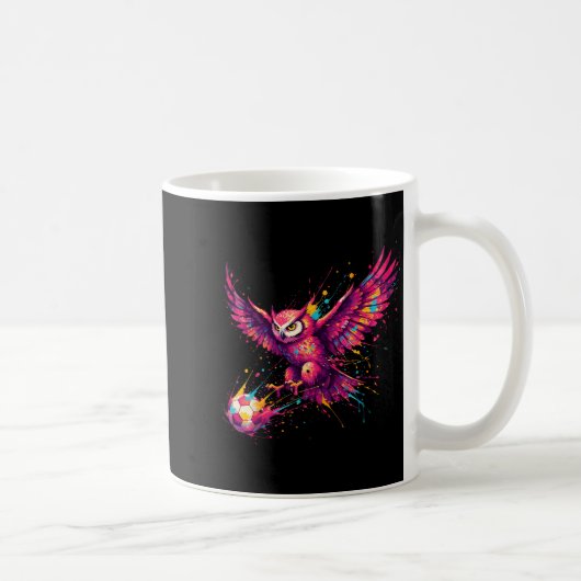 Fußballspieler Eulen-Art Farbklecks Kaffeetasse (Rechts)