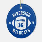 Fußballspieler Foto Blau personalisierter Urlaub Keramik Ornament (Links)