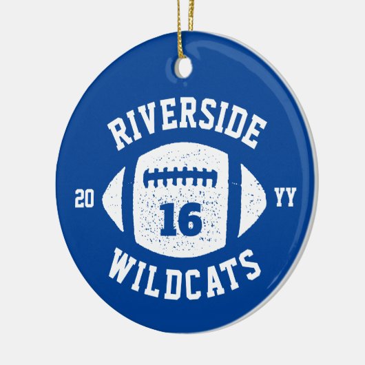 Fußballspieler Foto Blau personalisierter Urlaub Keramik Ornament (Links)