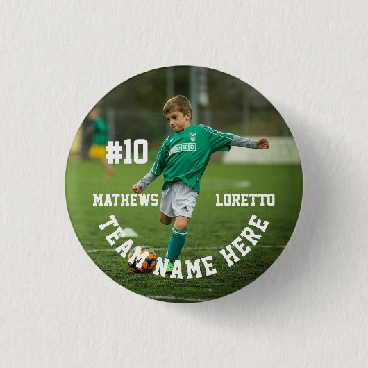 Fußballspieler Fügen Sie Name Nummer Team und Foto Button (Vorderseite)