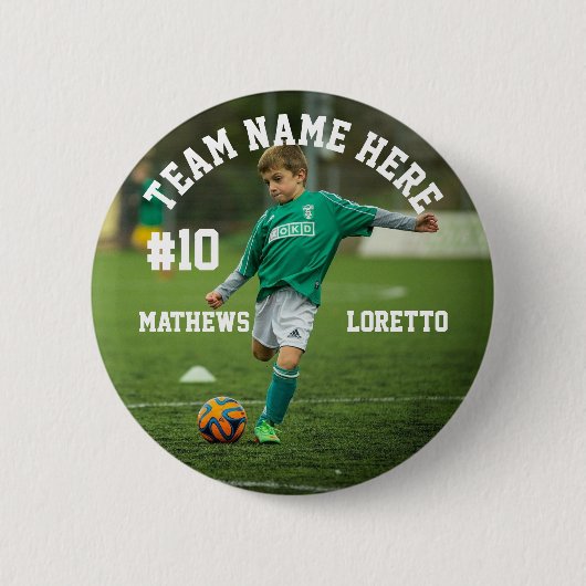 Fußballspieler Fügen Sie Name Nummer Team und Foto Button (Vorderseite)