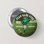 Fußballspieler Fügen Sie Name Nummer Team und Foto Button (Vorne & Hinten)