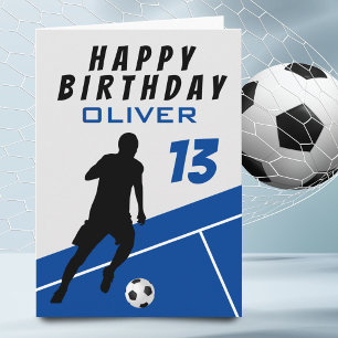 Fußballspieler Fußball Ball Blau Junge Geburtstag Karte