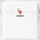 Fußballspieler in Aktion mit Handball Quadratischer Aufkleber (Tasche)