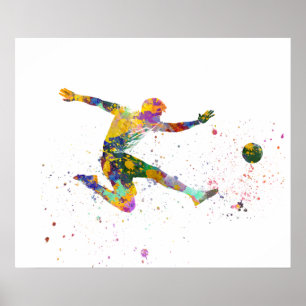 Fußballspieler in Aquarell Poster